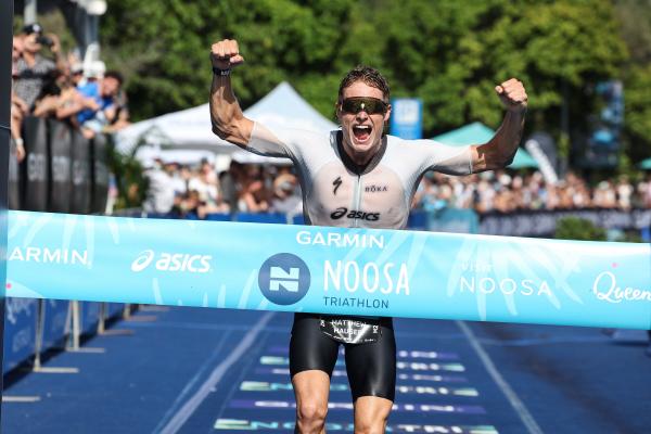 Matt Hauser winning the Garmin Noosa Triathlon Photo Korupt Vision