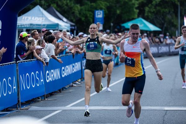 Maudie Skyring winning the ASICS Noosa Bolt Photo Korupt Vision