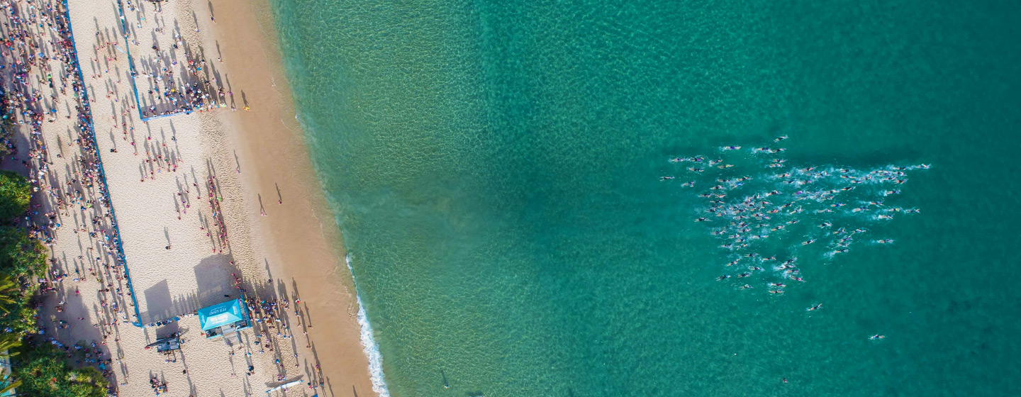 beach swim start drone header